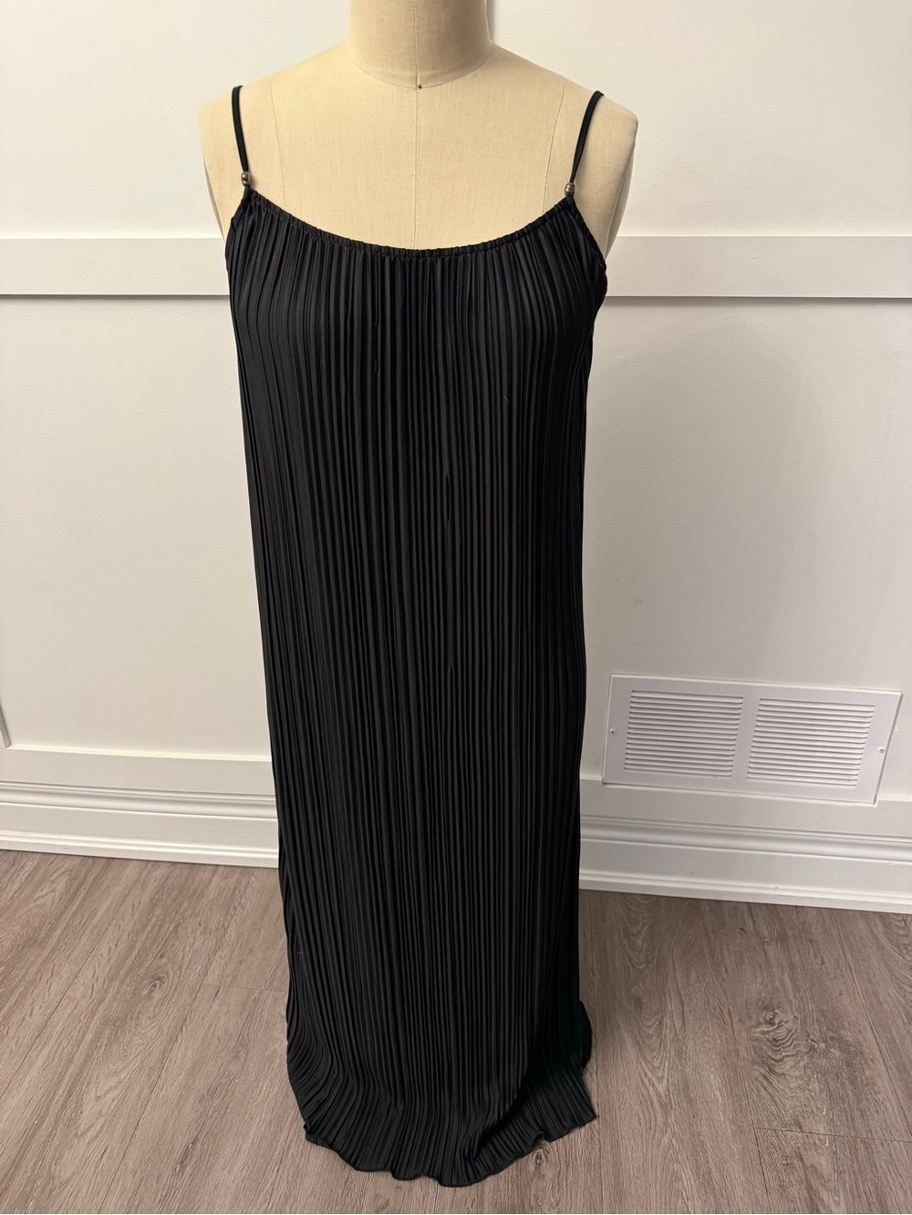 Rails Black Pleated Maxi Slip Dress